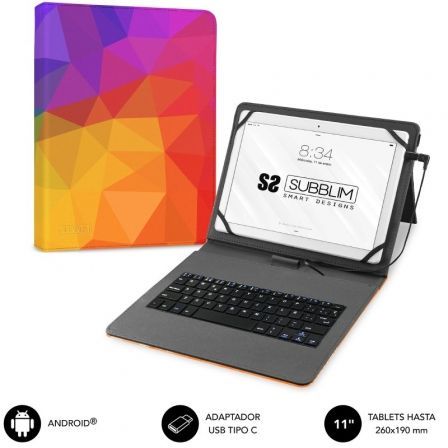 Subblim KEYTAB USB 11 pulgadas Funda con Teclado Triángulos